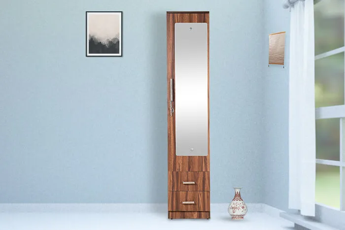 VIVDeal Glassy Rolex Single Mirror Wardrobe With Drawers
